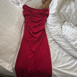 SHEIN Strapless Red Dress